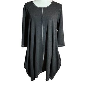 Porto San Francisco Gray Minimalist Center Seam Tunic Top Pockets Size 1 Medium